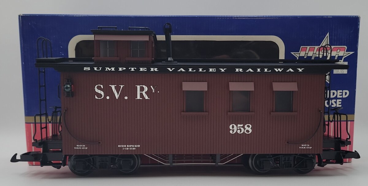 USA Trains R12021 G Scale Sumpter Valley Caboose #958 (Metal Wheels) EX/Box