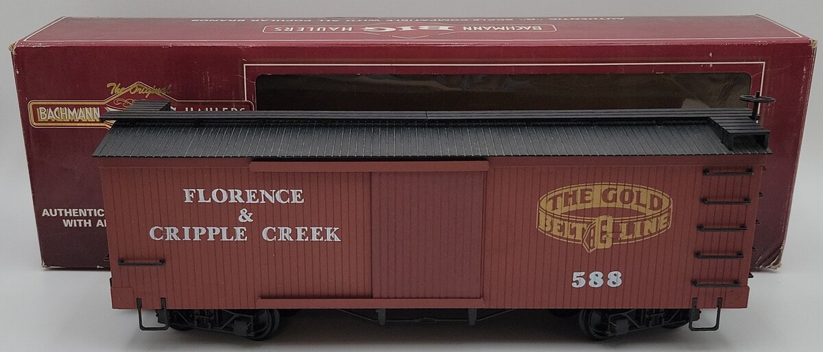 Bachmann 93344 G Scale Florence & Cripple Creek Wood Box Car #588 EX/Box