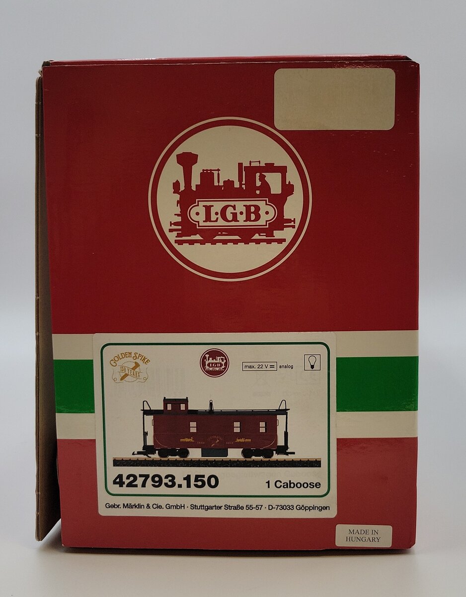 LGB 42793.150 G Scale Gold Spike 150 Year Anniversary Caboose (Metal Wheels) EX/Box
