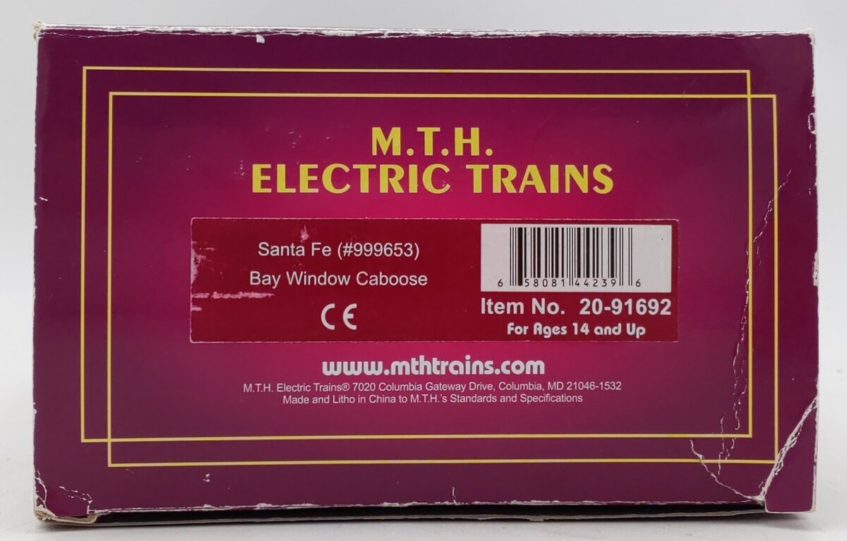 MTH 20-91692 O Gauge Santa Fe Bay Window Caboose #999653 EX/Box