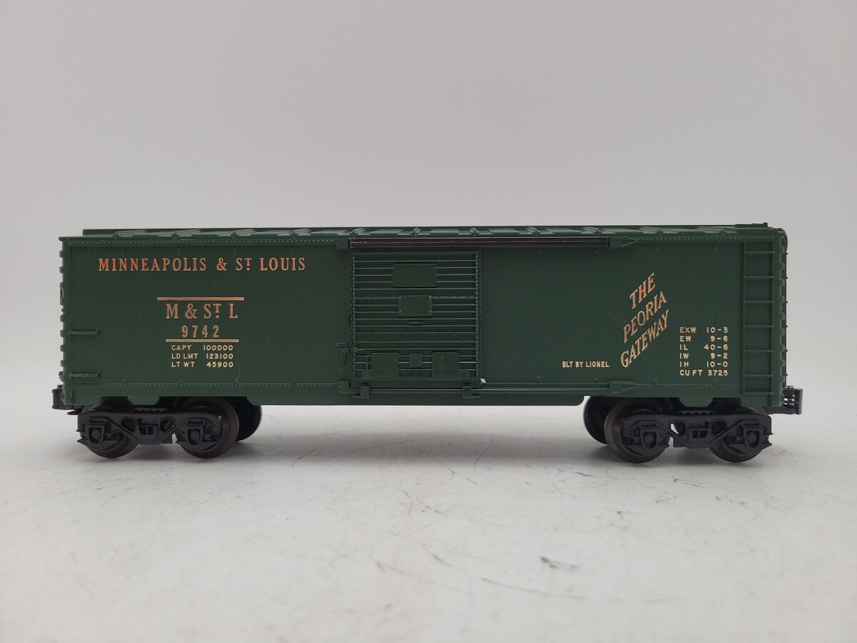 Lionel 6-9742 O Gauge Green Minneapolis & St. Louis Boxcar EX/Box