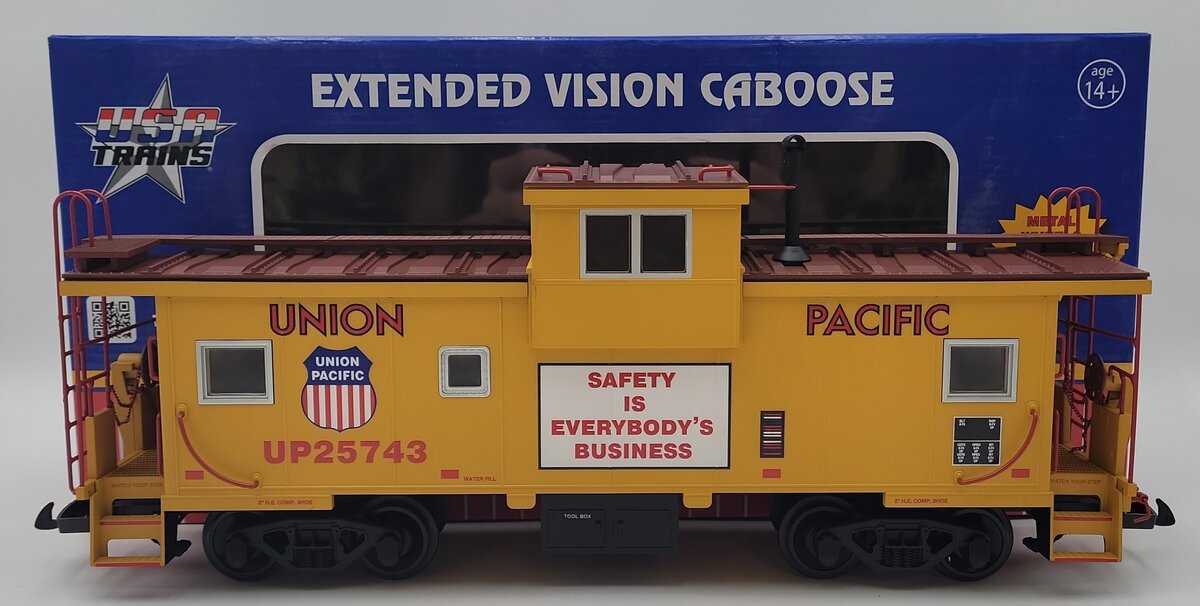 USA Trains R12103 G Union Pacific Yellow/Oxide Extended Vision Caboose #25743 LN/Box