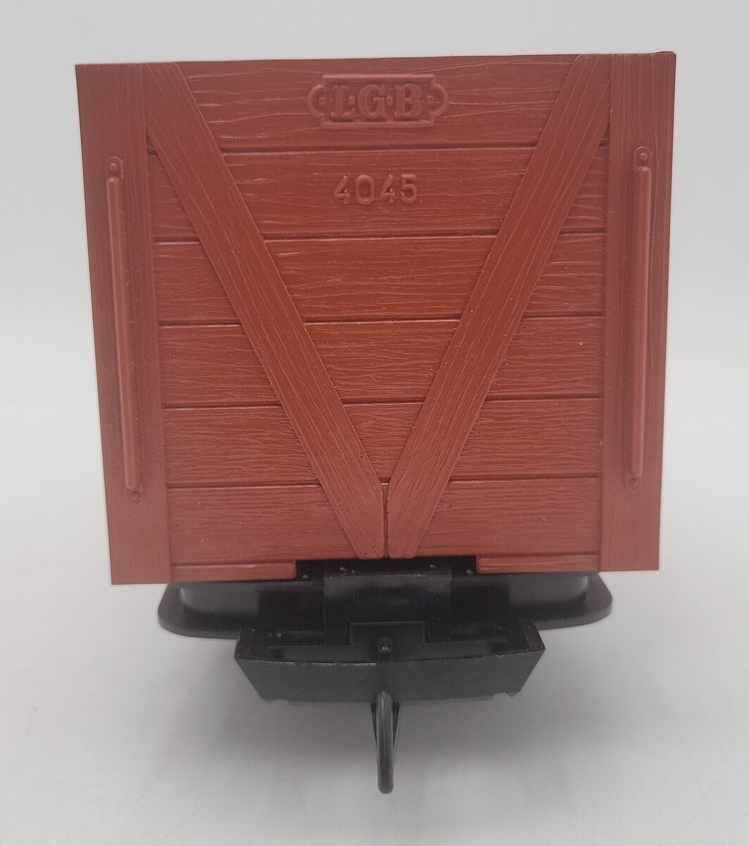 LGB 4045 G Scale Flat Car with Red Shell Barrels EX/Box