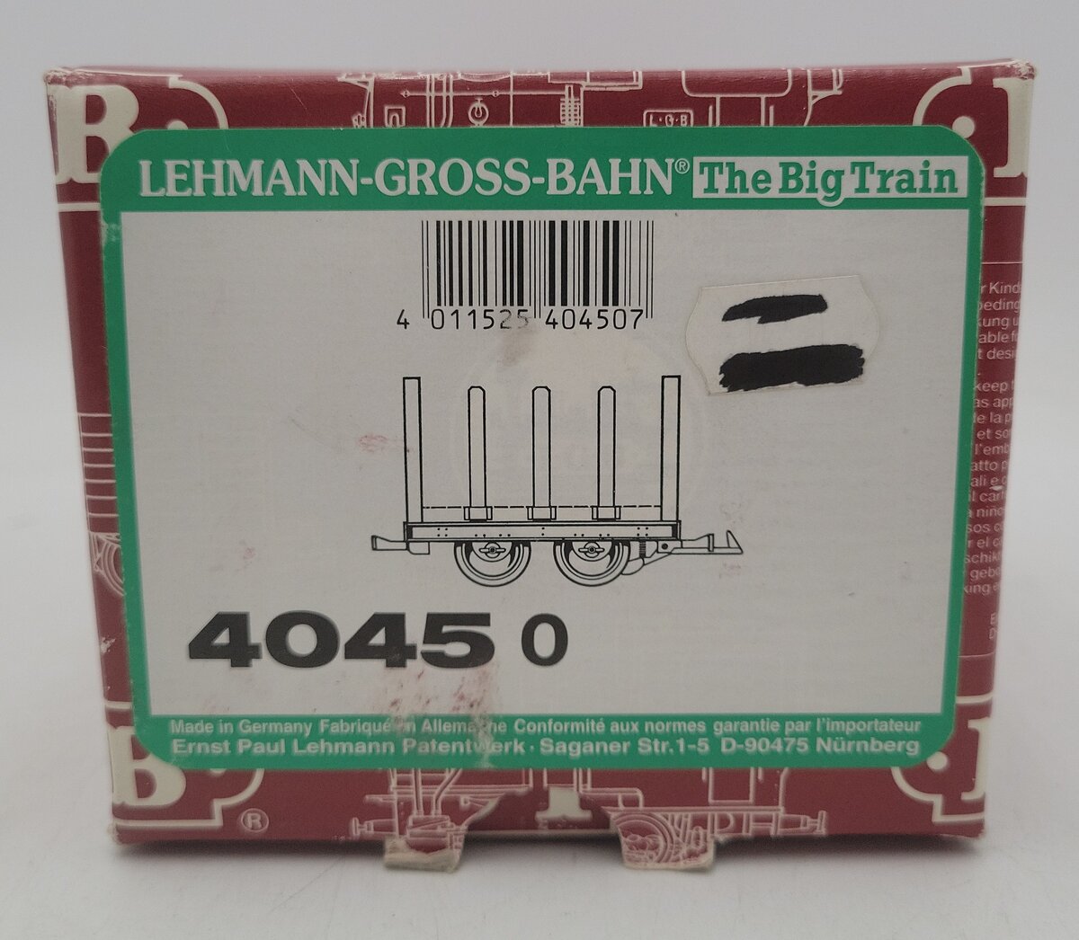 LGB 4045 G Scale Flat Car with Red Shell Barrels EX/Box