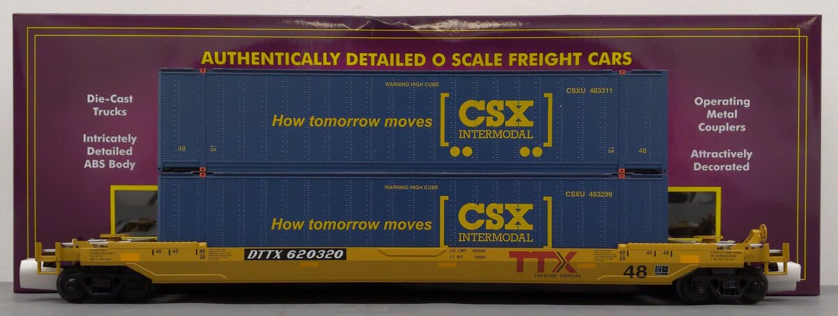 MTH 20-92432D O Gauge CSX DTTX Husky Stack Car #620320 NIB