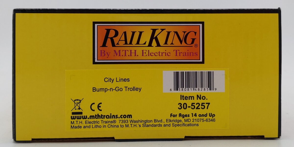 MTH 30-5257 O Gauge City Lines Bump-n-Go Trolley #707 LN/Box
