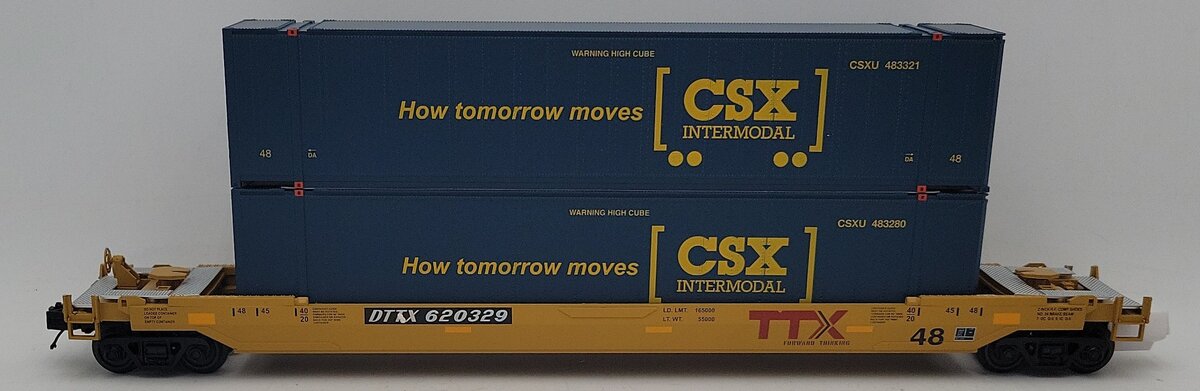 MTH 20-92432E O Gauge CSX DTTX Husky Stack Car #620329 NIB