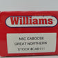 Williams CAB111 O Gauge Great Northern N5C Caboose #X742 EX/Box