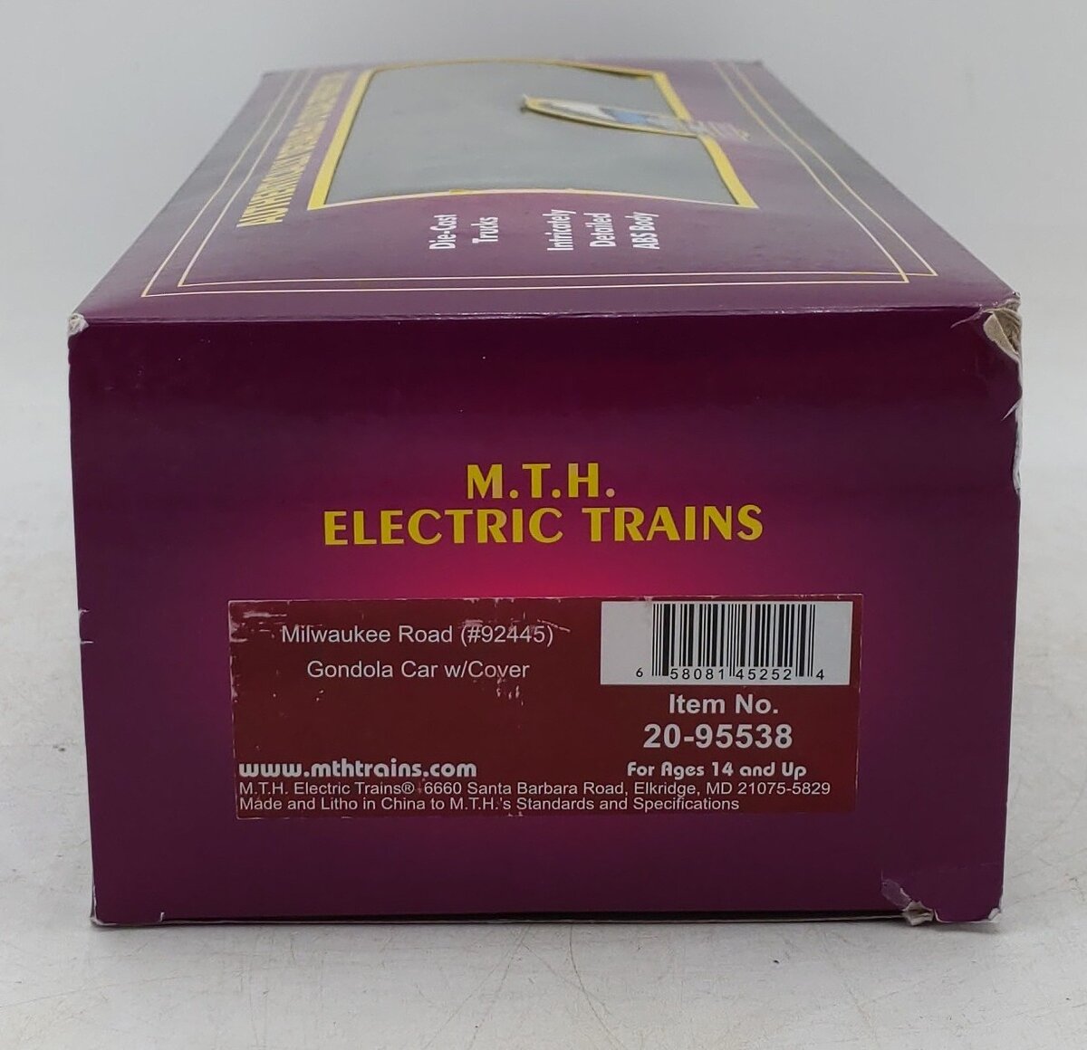 MTH 20-98045 O Gauge Milwaukee Road Gondola #92445 w/ Cover LN/Box
