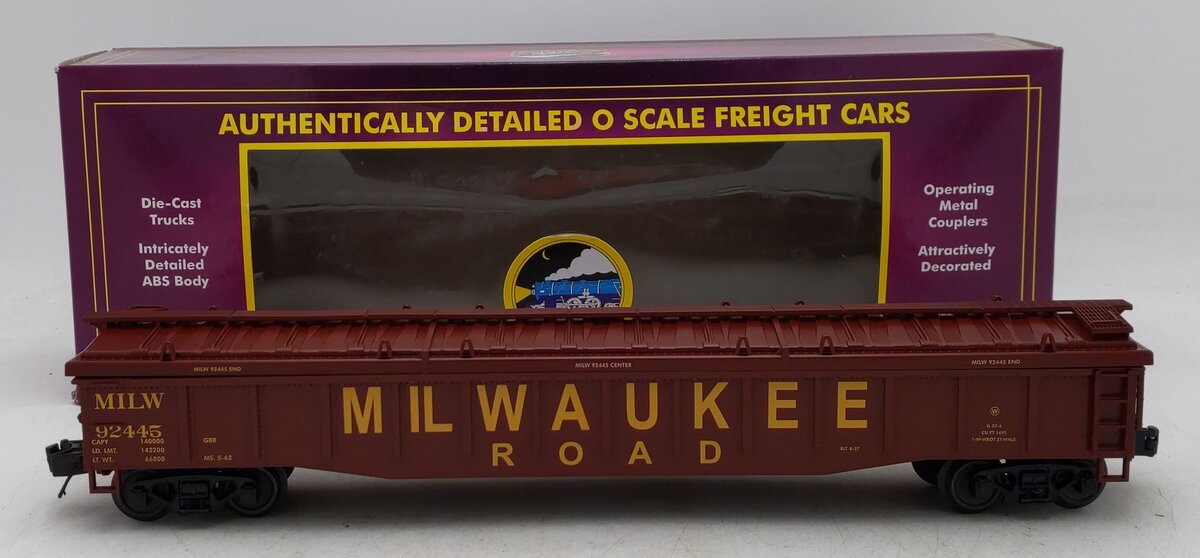 MTH 20-98045 O Gauge Milwaukee Road Gondola #92445 w/ Cover LN/Box
