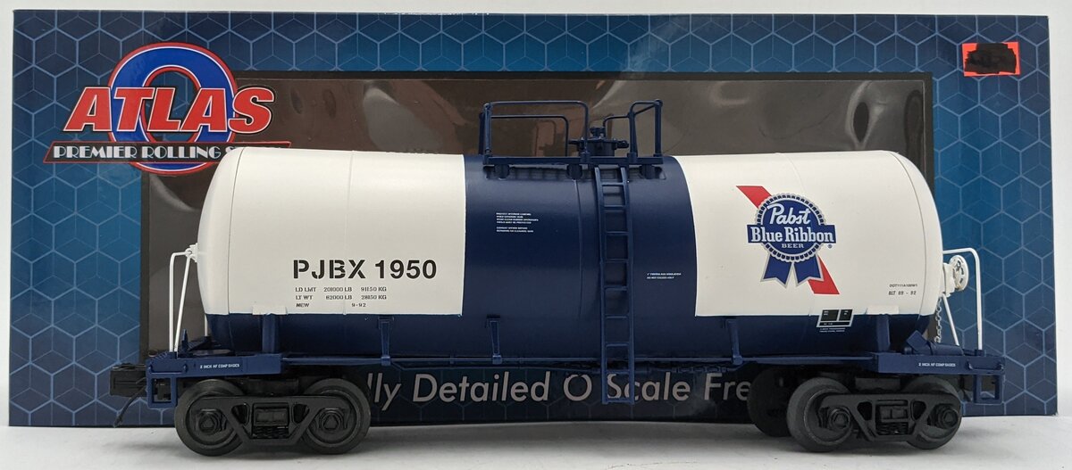 Atlas 3001760-2 O PJBX Pabst Blue Ribbon Premier Funnel Flow Tank Car #1950 LN/Box