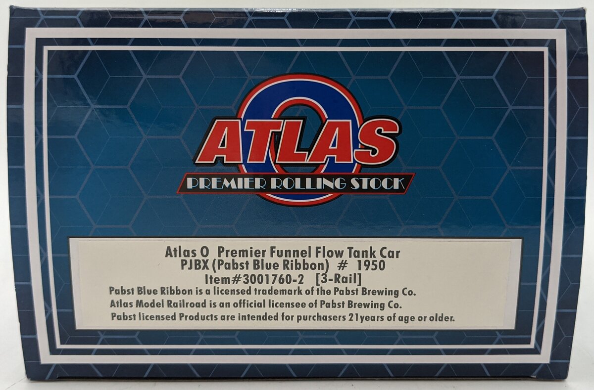 Atlas 3001760-2 O PJBX Pabst Blue Ribbon Premier Funnel Flow Tank Car #1950 LN/Box