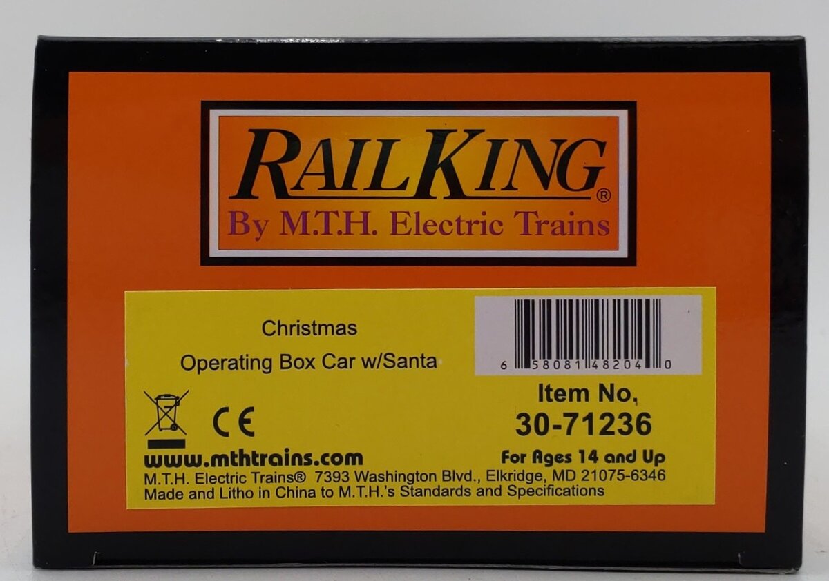 MTH 30-71236 O Gauge Christmas Operating Box Car w/Santa #122525 LN/Box
