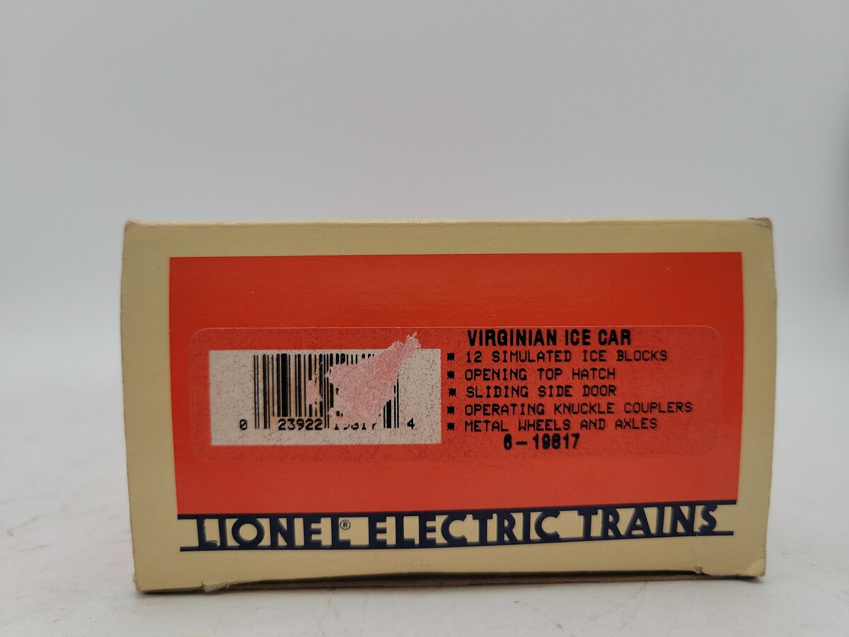 Lionel 6-19817 O Gauge Virginian Operating Ice Car EX/Box