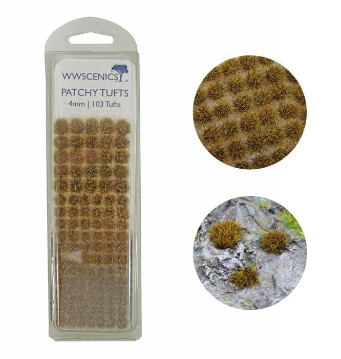 WWScenics W3T-PA4 4mm Self-Adhesive Patchy Grass Tufts (Set of 103)