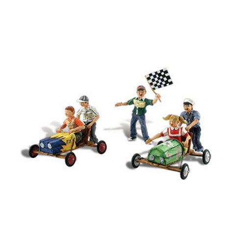 Woodland Scenics A1952 HO Down Hill Derby Cars & Figures (Set of 3)