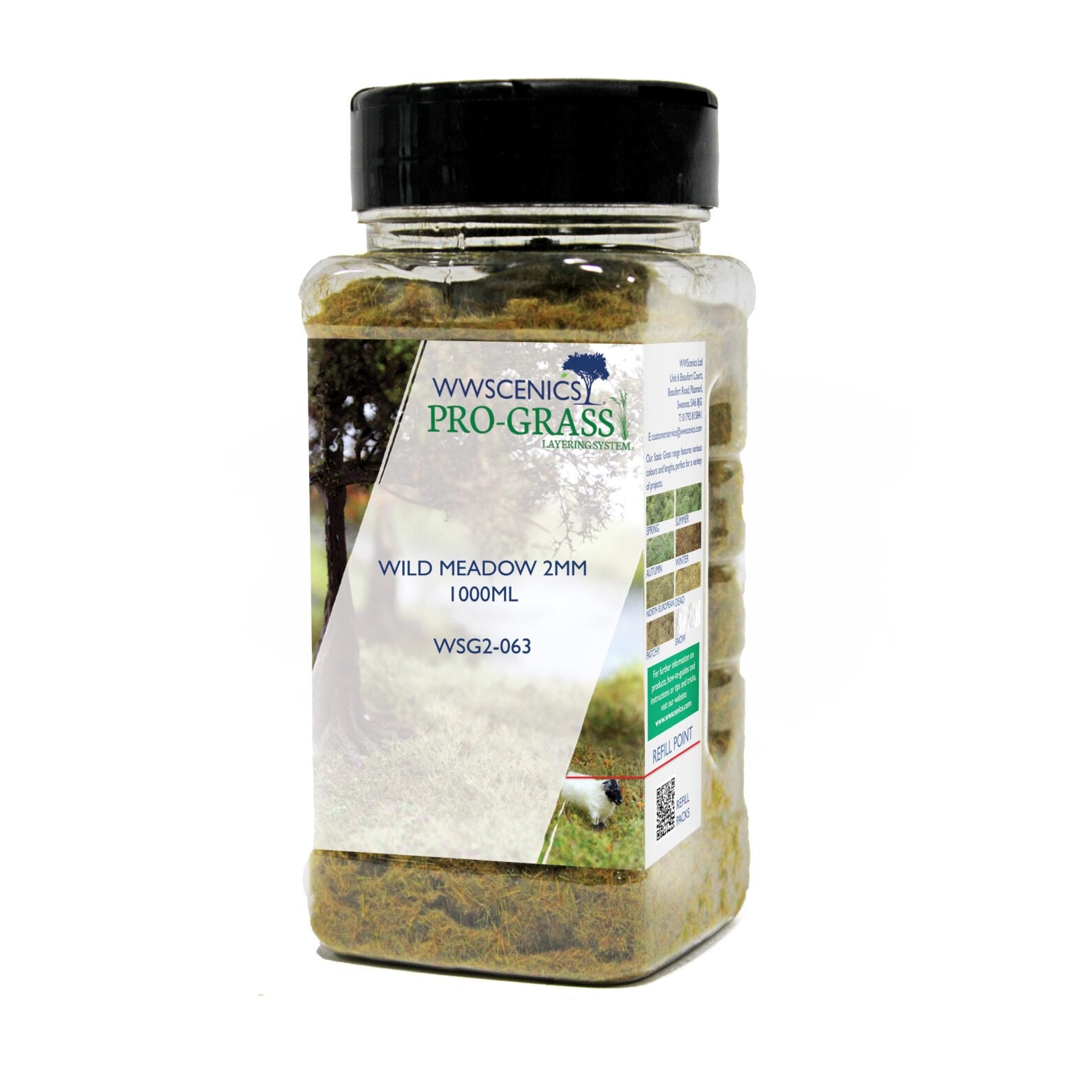 WWScenics WSG2-063 2mm Wild Meadow Static Grass - 1000 ml. Canister