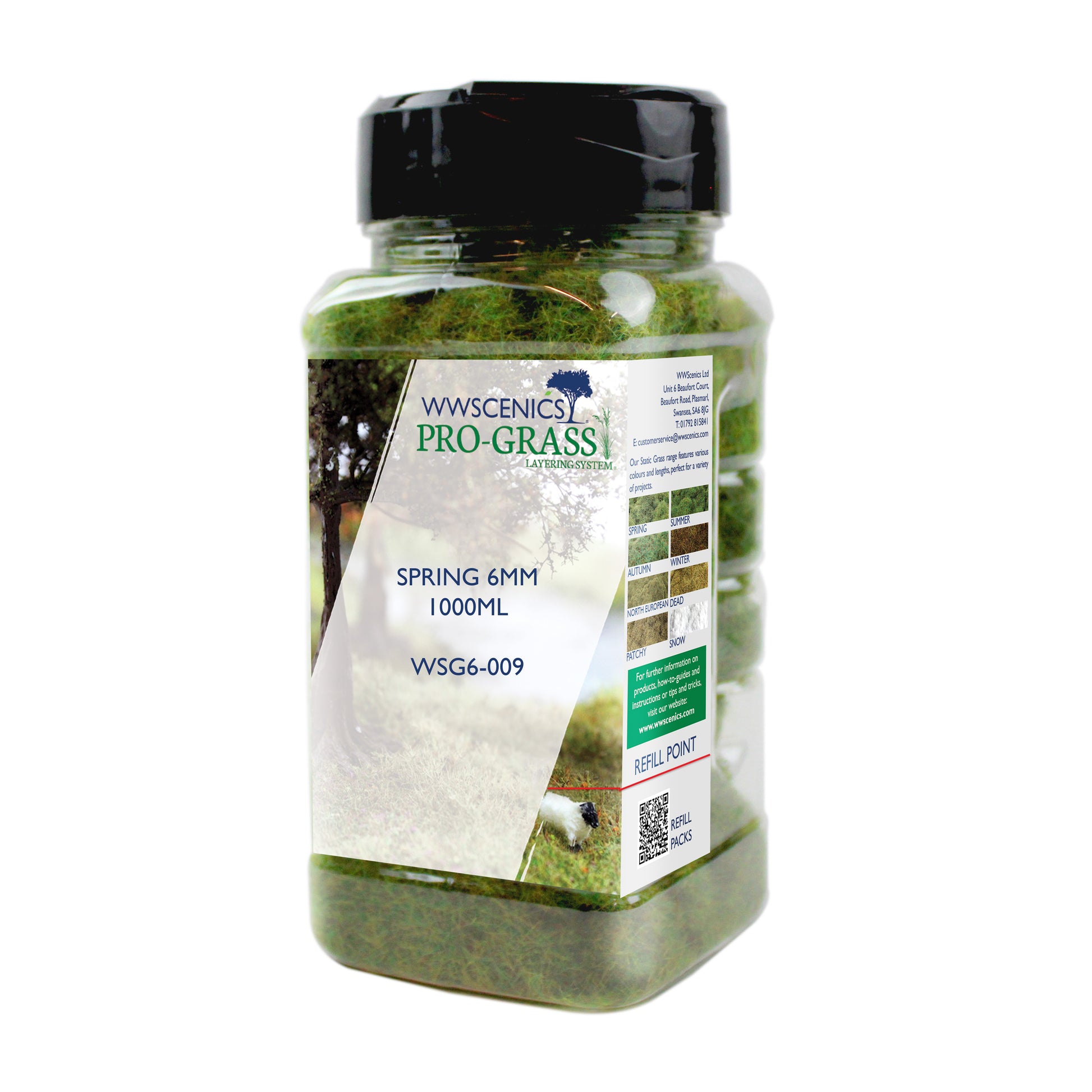 WWScenics WSG6-009 6mm Spring Static Grass 1000ml Bottle