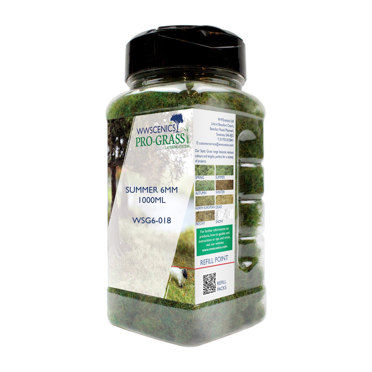 WWScenics WSG6-018 6mm Summer Static Grass 1000ml Bottle