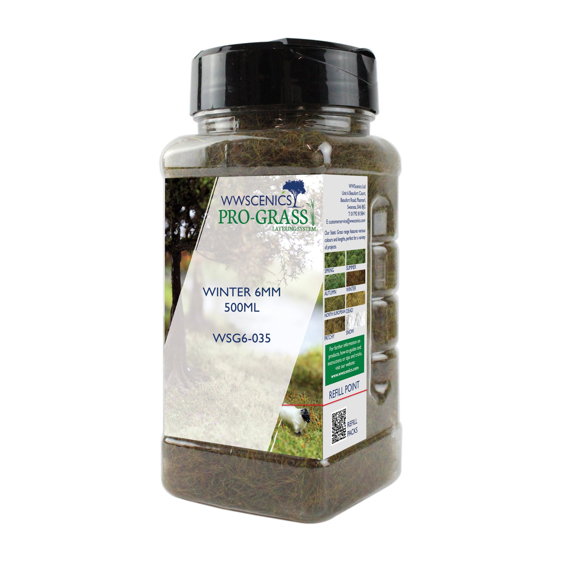 WWScenics WSG6-035 6mm Winter Static Grass 500ml Bottle