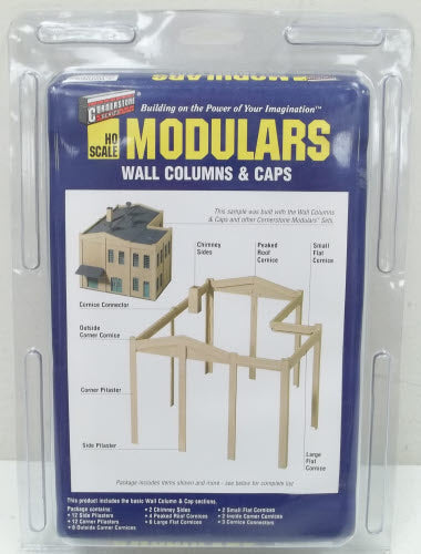 Walthers 933-3725 HO Scale Modular Wall Columns & Caps Plastic Kit
