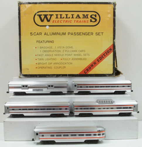 Williams 2601 O Scale Santa Fe 5-Car Aluminum Passenger Cars (Set of 5) EX/Box