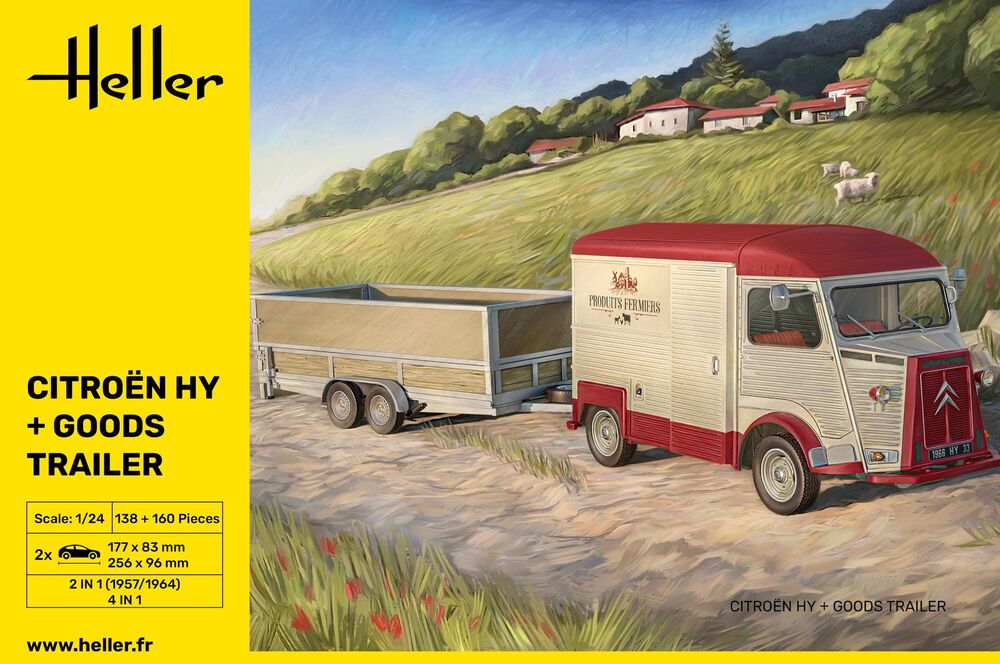 Heller 50331 1:24 Citroen HY + Goods Trailer Plastic Model Kit