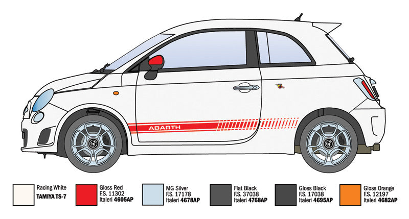 Italeri 3674 1:24 500 Abarth 2008 Car Plastic Model Kit