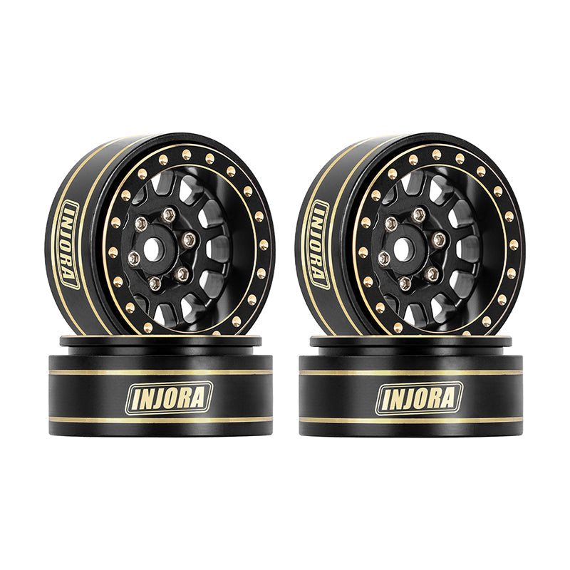 Injora YQW-1101BK Micro Crawlers Black 1.0 Plus Brass -3.75mm Offset Wheels