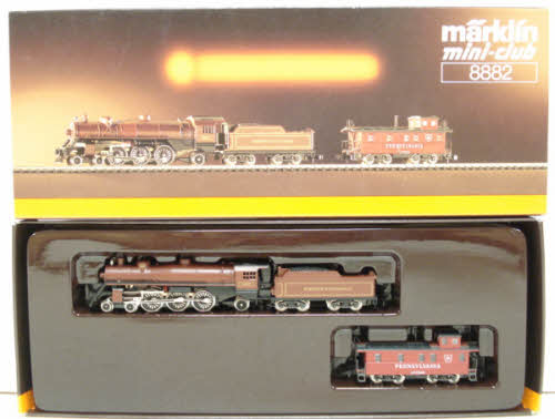 Marklin 8882 Z Pennsylvania Steam Locomotive & Caboose Set LN/Box
