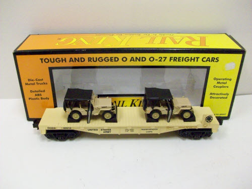 MTH 30-76125 US Army Flat Car w/2 Willy's Jeeps LN/Box