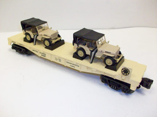 MTH 30-76125 US Army Flat Car w/2 Willy's Jeeps LN/Box