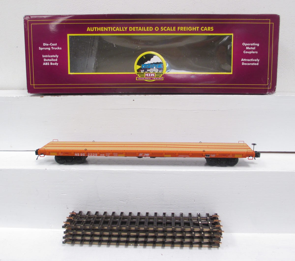 MTH 20-95147 O Gauge Norfolk Southern 60' Flatcar #992229 with 4 Track Loads LN/Box