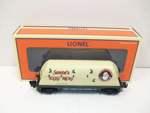 Lionel 6-26367 O Gauge Santa Egg Nog Flatcar w/Container NIB