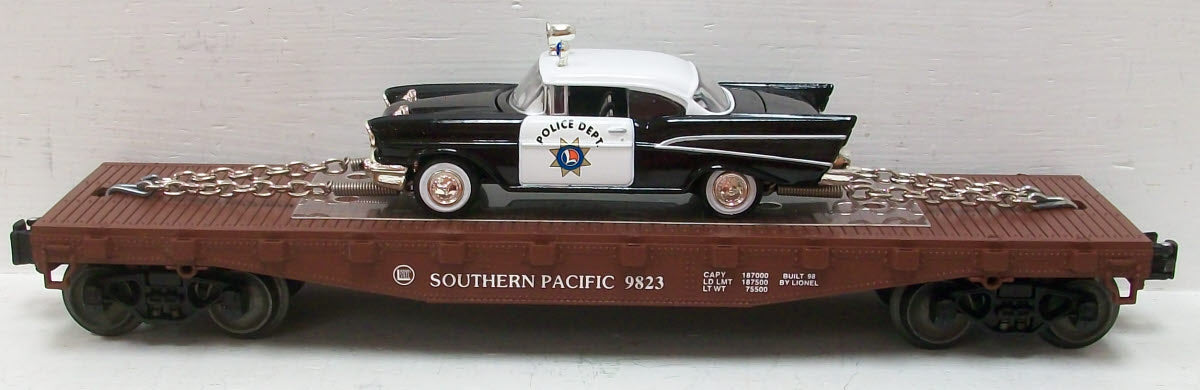 Lionel 6-26906 O Gauge Southern Pacific Flatcar w/ 1957 Chevy Police Car LN/Box