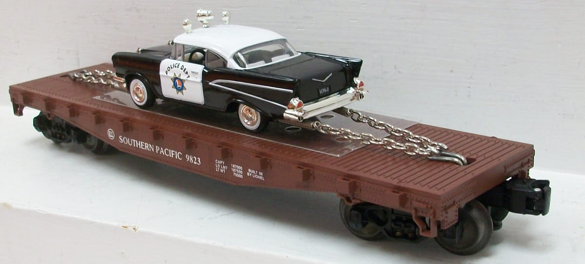 Lionel 6-26906 O Gauge Southern Pacific Flatcar w/ 1957 Chevy Police Car LN/Box