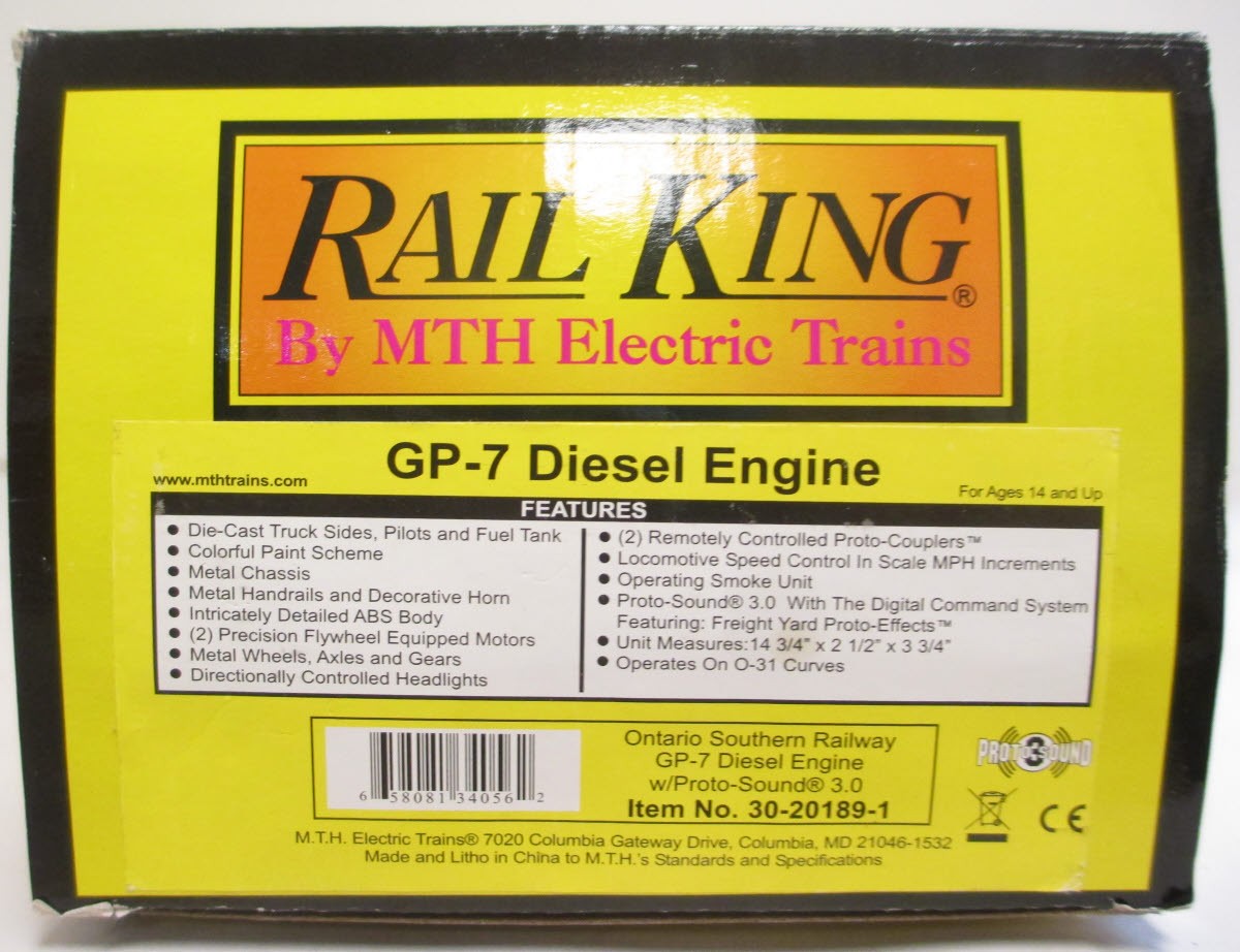MTH 30-20189-1 Ontario Southern Railway GP7 Diesel Engine w/PS 3.0 #378