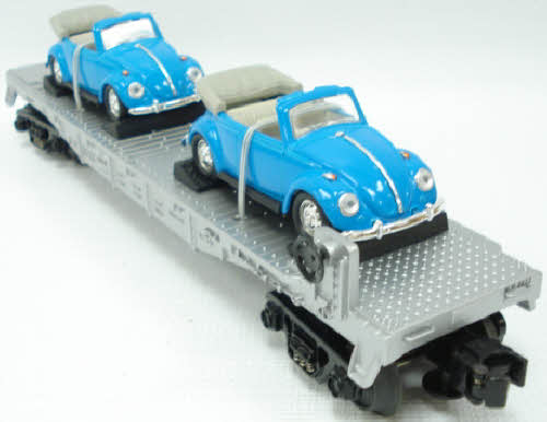 MTH 30-8311 O Gauge Western Pacific Flatcar w/ 2 Convertible VW Beetles LN/Box