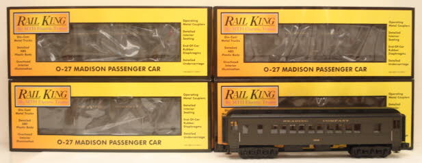 MTH 30-6260 O Reading RailKing O-27 Madison Passenger Car Set (Set of 4) LN/Box