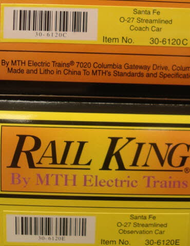MTH 30-6120 O Santa Fe Streamlined Passenger Set (Set of 4) EX/Box