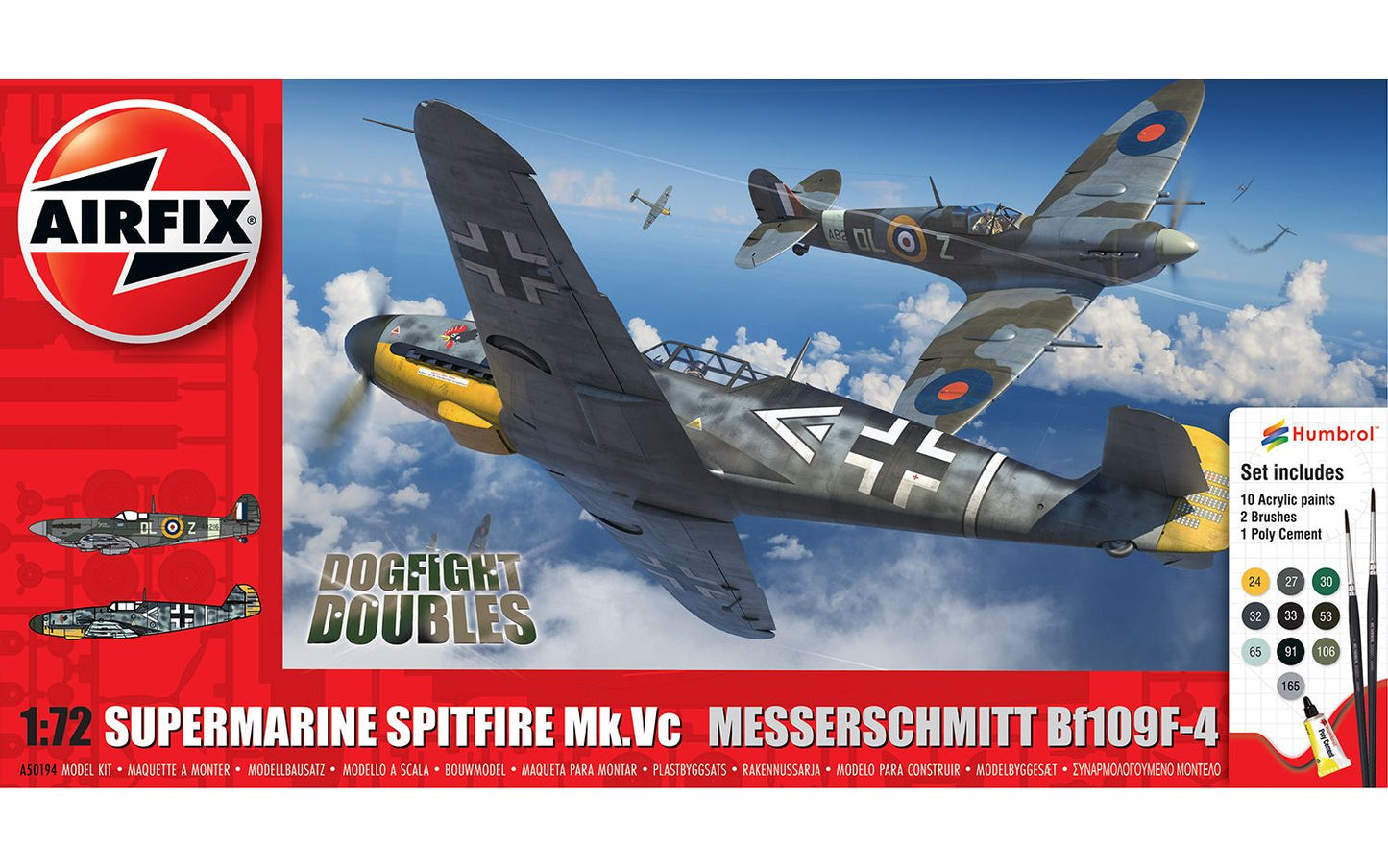 Airfix Products A50194 1:72 Supermarine Spitfire Mk.Vc/Bf109F-4 Dogfight Double