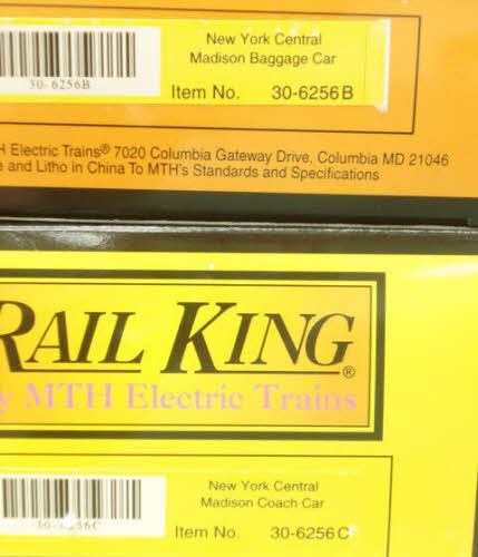 MTH 30-6256 O New York Central O-27 Madison Passenger Car Set (Set of 4) LN/Box