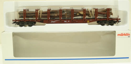 Marklin 47711 HO Flatcar w/Stakes & Log Load LN/Box
