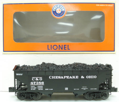 Lionel 6-17083 O Chesapeake & Ohio 2-Bay Offset Hopper Car #47386 EX/Box