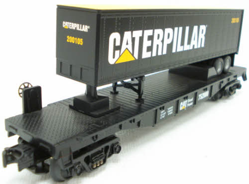 MTH 30-7697 O Gauge Caterpillar Flatcar w/ Caterpillar Trailer #752000 NIB
