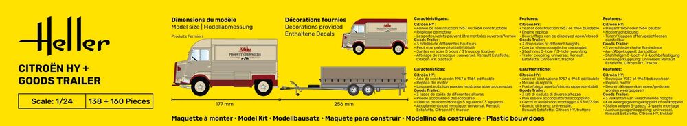Heller 50331 1:24 Citroen HY + Goods Trailer Plastic Model Kit