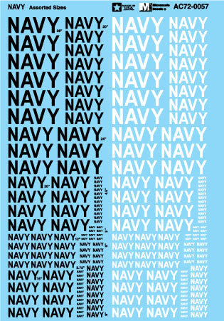 Microscale AC72-0057 1:72 Assorted Black & White Navy Aircraft Lettering Decals