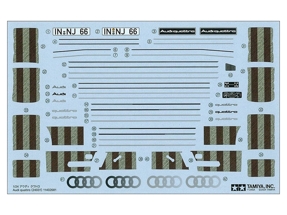 Tamiya 24031 1:24 Audi Quattro 1:24 Audi Quattro Plastic Model Kit