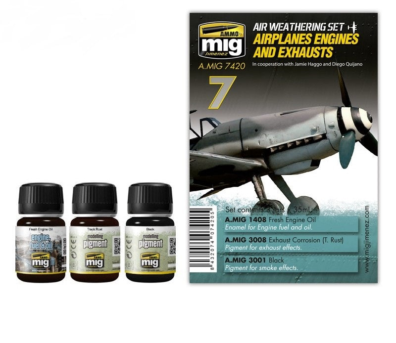 Mig Jimenez AMIG7420 Airplane Engines & Exhaust Air Weathering (Set of 3)