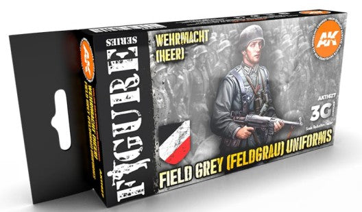 AK Interactive 11627 Figures: German Grey Uniform 17ml Acrylic Paint (Set of 6)